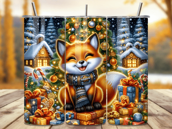 Download Fox with Christmas Gifts Tumbler Wrap - Christmas gifts Collection