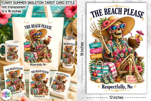 Download Funny Summer Skeleton Tarot Card Design - Card design Collection