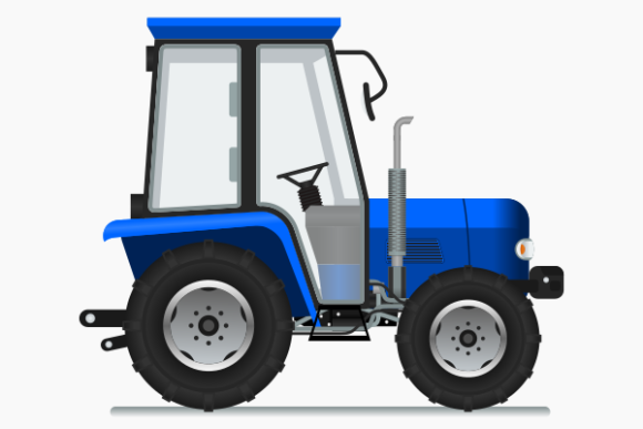 Download Side View Blue Farm Tractor Illustration - Tractor illustration Collection