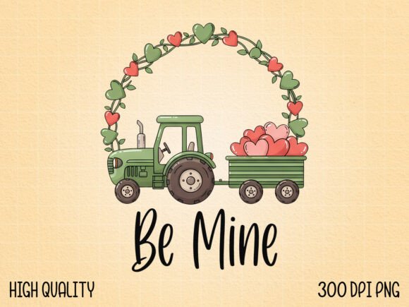 Download Be Mine Valentine Tractor Illustration - Tractor illustration Collection