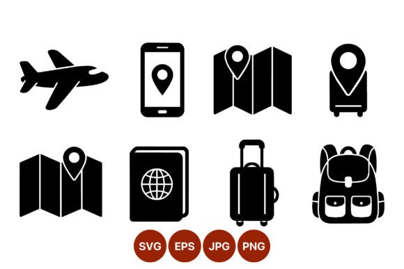 Download Black Travel Icon Set - Premium Bundle