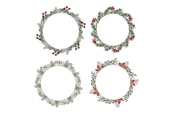 Download Red Floral Wreath for Christmas Card - Floral wreath Collection